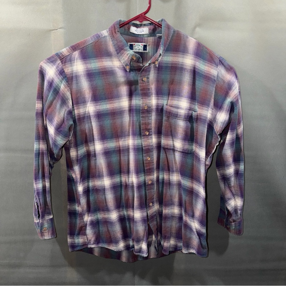 Sutter & Grant Men's Button-Down Shirt Size Large : Purple, Red & Blue Plaid
